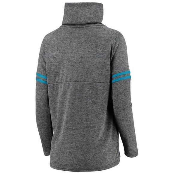 NIKE Sz M Unisex Heather Black Carolina Panthers Funnel Neck Raglan Performance - Picture 10 of 11